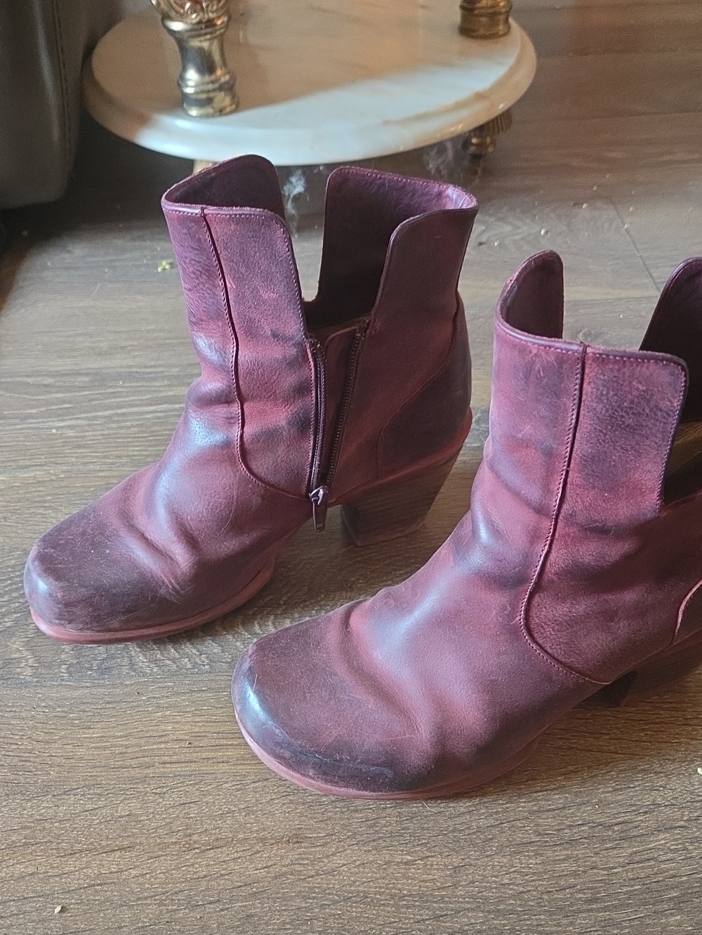Women’s Burgundy Leather Ankle Boots - John Fluevog